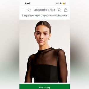 Long-Sleeve Mesh Crepe Mockneck Bodysuit NEW WITH TAGS